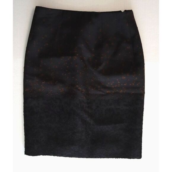 Carolina Herrera Women's Sz 6 Black /Brown Textured Straight Pencil Skirt - Picture 1 of 6